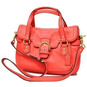 Coach Campbell Leather Small Flap Satchel Handbag
